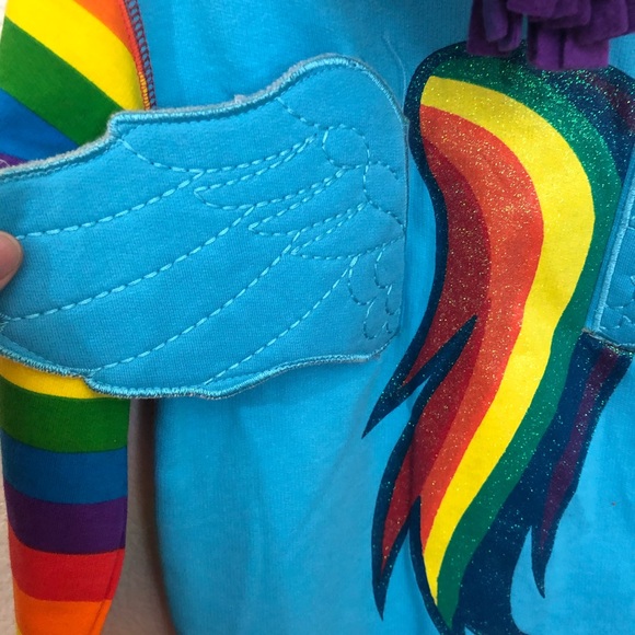 MY LITTLE PONY Girls Hooded Full Zip Hoodie Sweatshirt Wings Decorated NWT - Picture 9 of 13